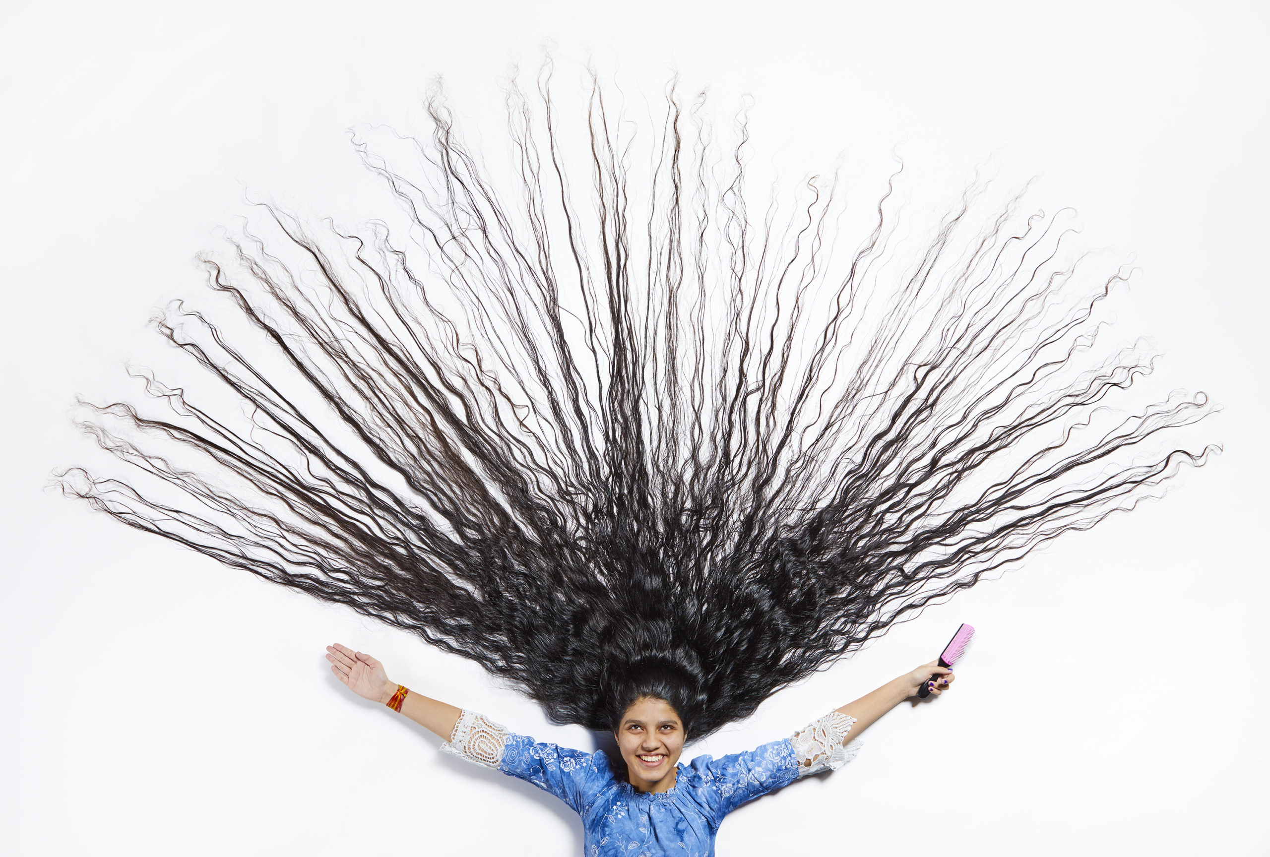 Nilanshi Patel - Longest Hair On A Teenager Guinness World Records 2020 Photo Credit: Paul Michael Hughes/Guinness World Records