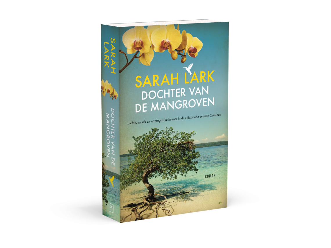 3D omslag van Dochter van de mangroven uit de Cascarilla Gardens-serie van Sarah Lark