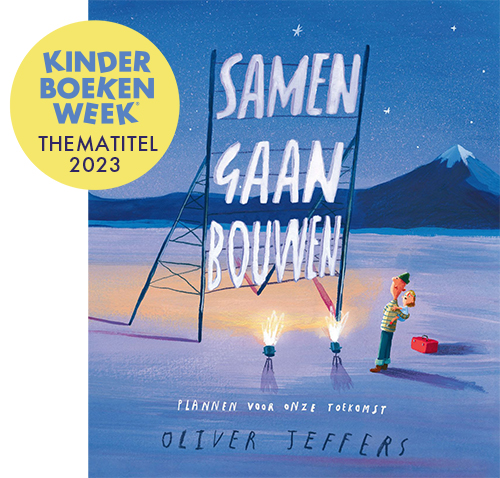 Cover Samen gaan bouwen met stickers Kinderboekenweek thematitel 2023